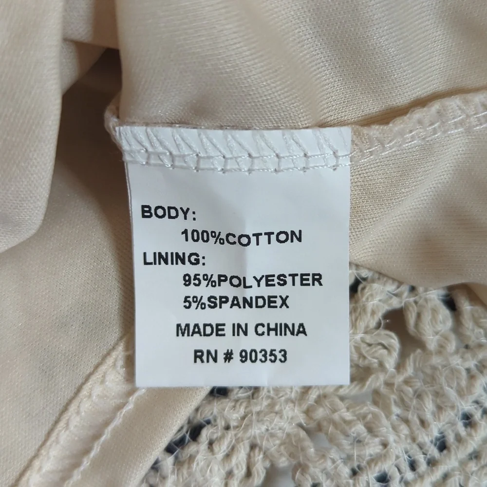 NEW Rebellion Crochet Tank Top Floral Fully Lined Crop Black and Cream Size XS - Picture 11 of 12